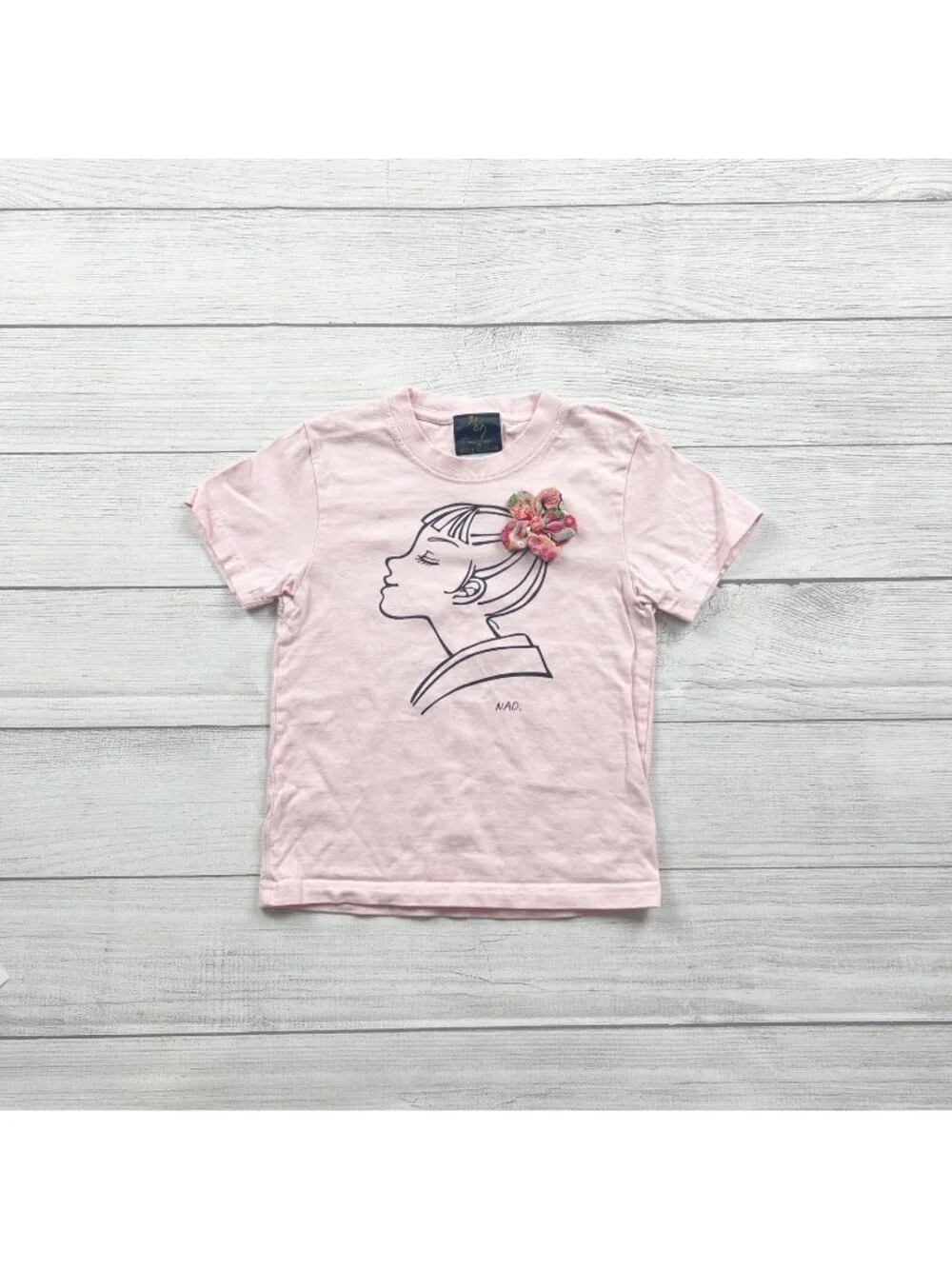 Hey Midori Japan Girls Pink Graphic Tee Short Sleeve 6-7 - Picture 1 of 3